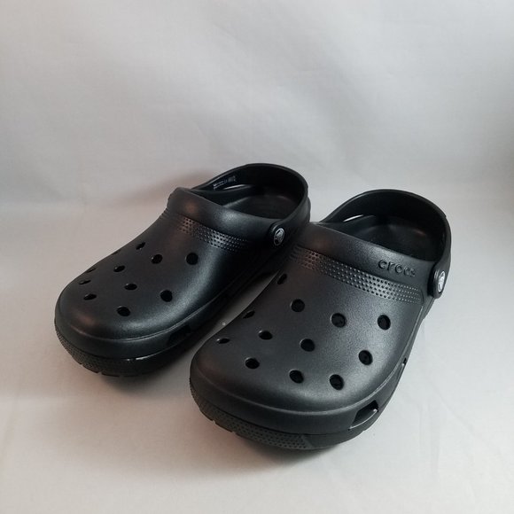 all black crocs with fur